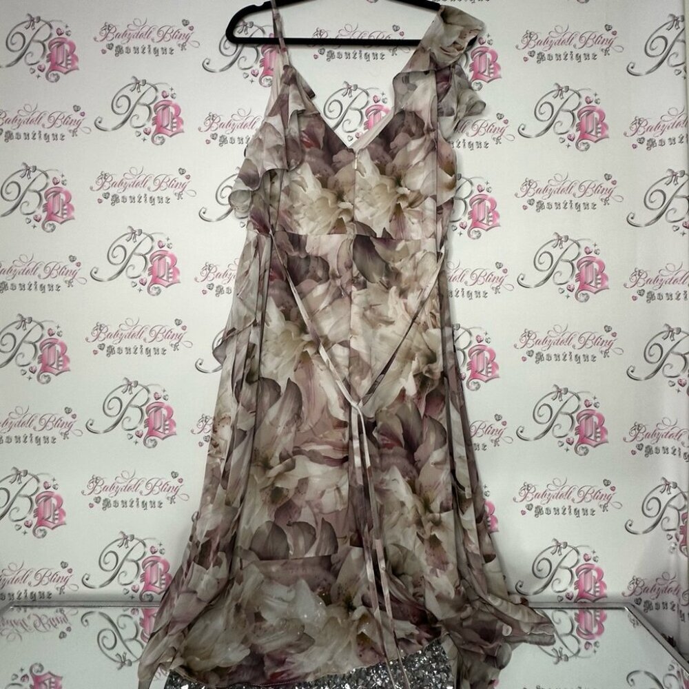 Le chΓ’teau dress watercolor floral flowers zipper zip up sexy flowy Lilly lily - Picture 5 of 11